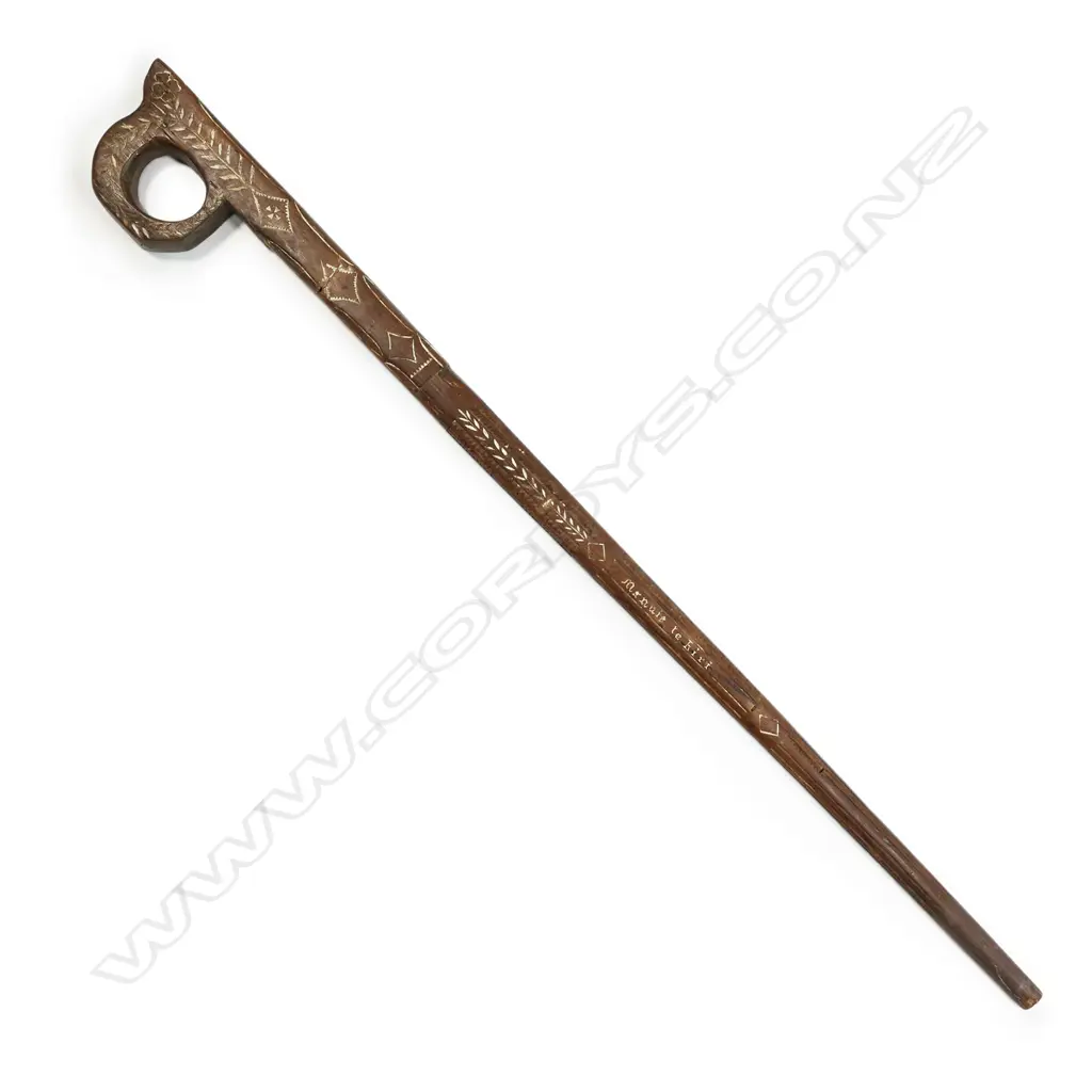 A c1900 Samoan carved hardwood walking stick Image 1++